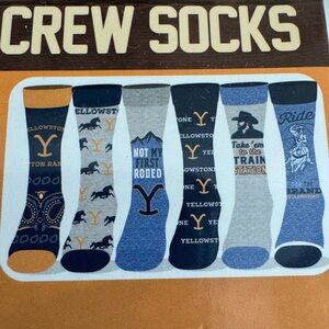 Yellowstone 6 Pack Casual Crew Sock NWT
